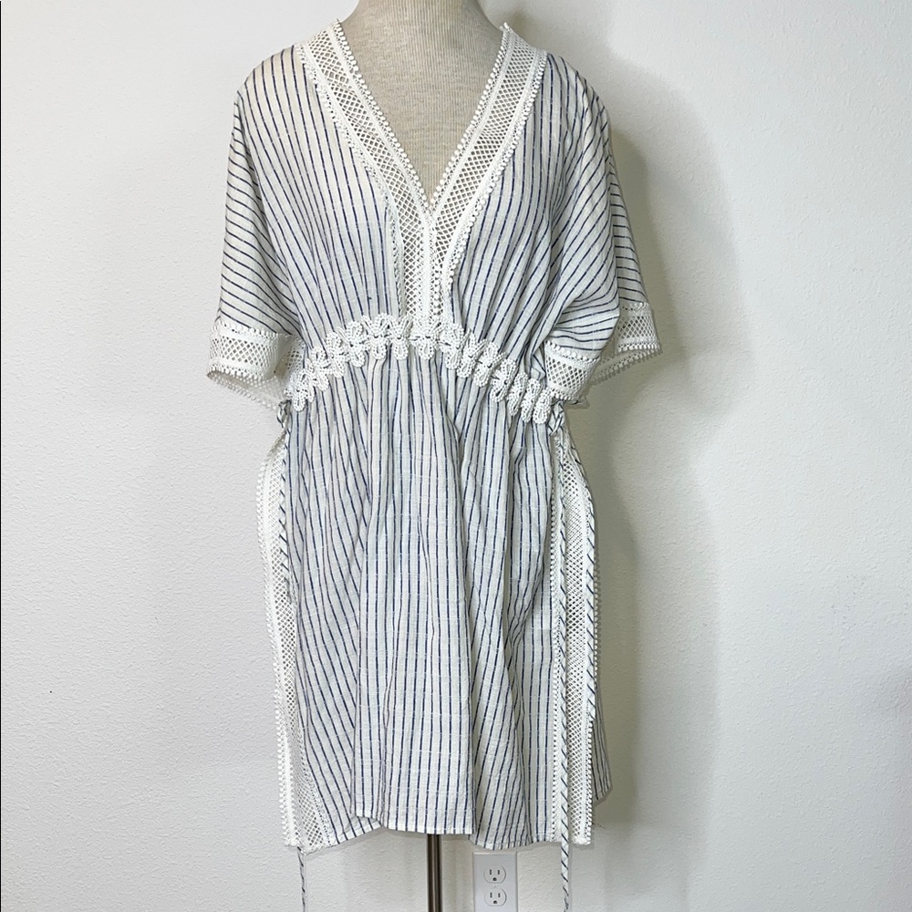 J. Crew Lace Trimmed Cotton Side Tie Tunic Swim Cover Up